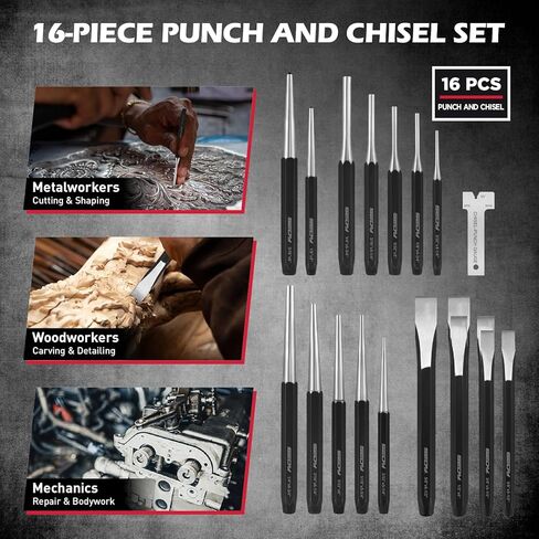 مجموعة لكمة وإزميل مكونة من 25 قطعة مع مثاقب دبوس ملفوفة، تتضمن مدببًا ودبوسًا ولكمات مركزية وأزاميل باردة لأعمال المعادن والسيارات والاستخدام الحرفي in Kuwait