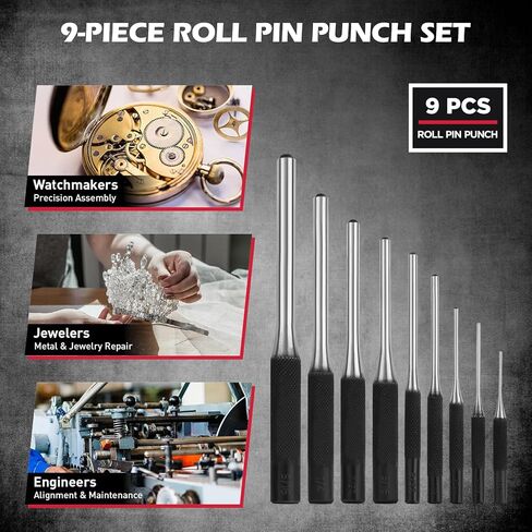 مجموعة لكمة وإزميل مكونة من 25 قطعة مع مثاقب دبوس ملفوفة، تتضمن مدببًا ودبوسًا ولكمات مركزية وأزاميل باردة لأعمال المعادن والسيارات والاستخدام الحرفي in Kuwait