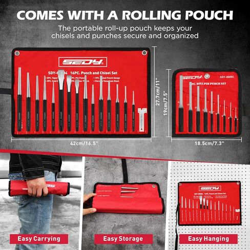 مجموعة لكمة وإزميل مكونة من 25 قطعة مع مثاقب دبوس ملفوفة، تتضمن مدببًا ودبوسًا ولكمات مركزية وأزاميل باردة لأعمال المعادن والسيارات والاستخدام الحرفي in Kuwait