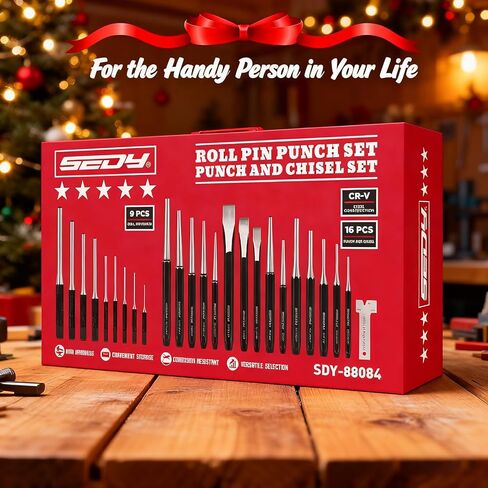 مجموعة لكمة وإزميل مكونة من 25 قطعة مع مثاقب دبوس ملفوفة، تتضمن مدببًا ودبوسًا ولكمات مركزية وأزاميل باردة لأعمال المعادن والسيارات والاستخدام الحرفي in Kuwait