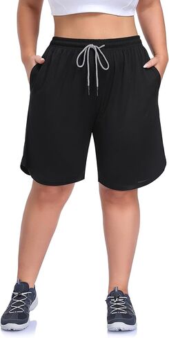 ZERDOCEAN Women's Plus Size 2 in 1 Running Shorts with Liner, Casual Workout Training Gym Athletic Sport Shorts with Pockets in Saudi Arabia