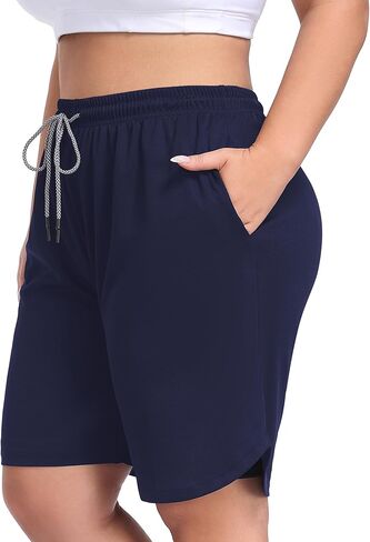 ZERDOCEAN Women's Plus Size 2 in 1 Running Shorts with Liner, Casual Workout Training Gym Athletic Sport Shorts with Pockets in Saudi Arabia