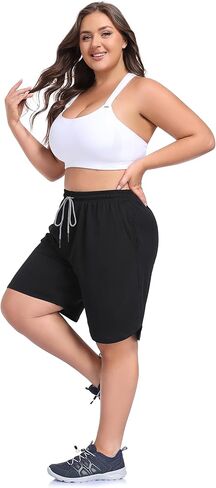 ZERDOCEAN Women's Plus Size 2 in 1 Running Shorts with Liner, Casual Workout Training Gym Athletic Sport Shorts with Pockets in Saudi Arabia