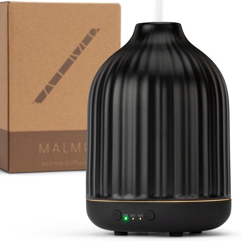 MALMØ Ceramic Diffuser (250ml) - Essential Oil Diffuser Black - Aromatherapy Diffuser - Non Toxic Oil Diffuser for Home in Saudi Arabia