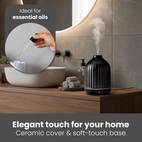 MALMØ Ceramic Diffuser (250ml) - Essential Oil Diffuser Black - Aromatherapy Diffuser - Non Toxic Oil Diffuser for Home in Saudi Arabia