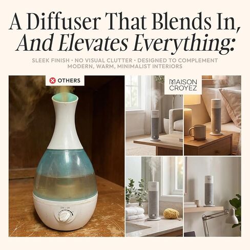 Waterless Essential Oil Diffuser (120ml Bottle) – Nebulizing Aroma Diffuser, 3 Intensity Levels, 1/3/6H Timer + Auto Mode, Warm Ambient Light, Up to 600 sqft in Saudi Arabia