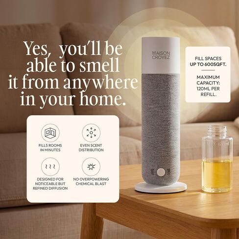 Waterless Essential Oil Diffuser (120ml Bottle) – Nebulizing Aroma Diffuser, 3 Intensity Levels, 1/3/6H Timer + Auto Mode, Warm Ambient Light, Up to 600 sqft in Saudi Arabia