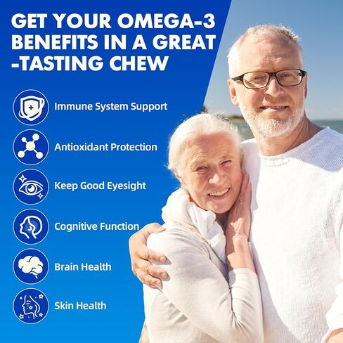 2 Pack Vegan Omega-3 Gummies1000mg for Adults - Sugar Free Supplement with 400mg DHA & 600mg EPA, Vitamins A, C, E, and Zinc - 120 Count in Kuwait