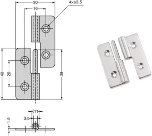 زلة مشتركة العلم رفع قبالة الباب المفصلي القابل للإزالة خزانة خزانة أثاث من الفولاذ المقاوم للصدأ الأجهزة 1 قطعة (40x30x1.5 يسار) in Kuwait