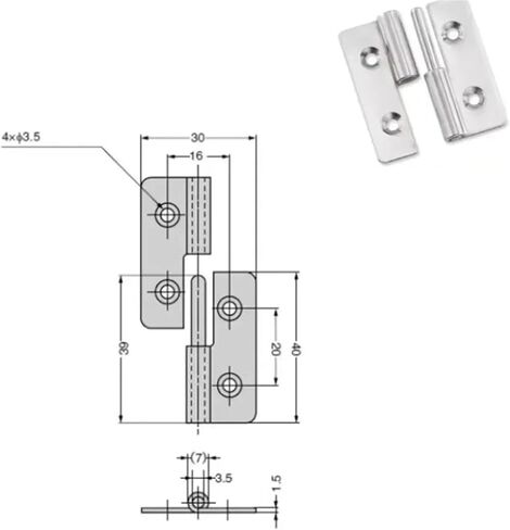 زلة مشتركة العلم رفع قبالة الباب المفصلي القابل للإزالة خزانة خزانة أثاث من الفولاذ المقاوم للصدأ الأجهزة 1 قطعة (40x30x1.5 يسار) in Kuwait