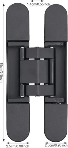 6 بوصة باب أسود مخفي بمفصلات من سبائك الزنك تفتح 180 درجة 21.55 مم 2 قطعة in Kuwait