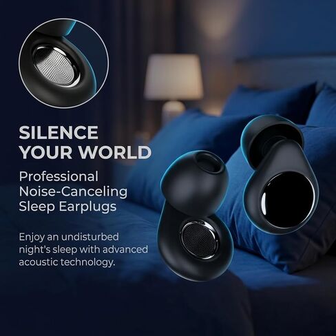 Ear Plugs for Sleeping, 45dB Noise Cancelling & Reusable Silicone Earplugs - Noise Reduction for Snoring, Concerts, Airplane Travel, Side Sleepers, Includes 6 Tips (Obsidian) (Black) in Saudi Arabia