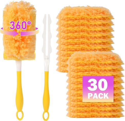 18 Pack Heavy Duty Duster Refills for Swiffer Duster, with 1 Handle, Multisurface 360° Dusters with 4X Microfibers, Unscented Disposable Duster Refills for Cleaning Home, Helps Remove Allergens in Saudi Arabia