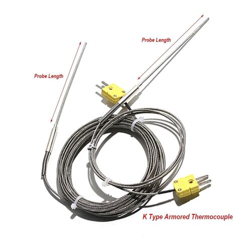 K-Type Armored Temperature Sensing Thermocouple 2-Meter Cable Length 1mm–8mm Diameter Flexible Probe 1100℃ High-Temp 1Pcs(2M Probe 1x100mm) in Saudi Arabia