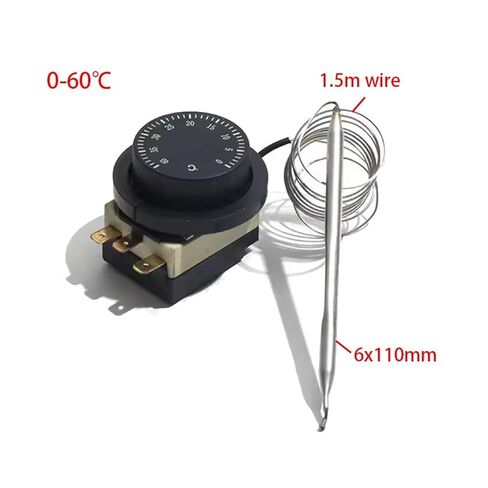 Water Tank Temperature Controller Switch 6x90/100/110/120/130MM Measuring Probe 1.5M Wire with Thermostat Knobs 0-80C 1Pcs(0-60C) in Saudi Arabia