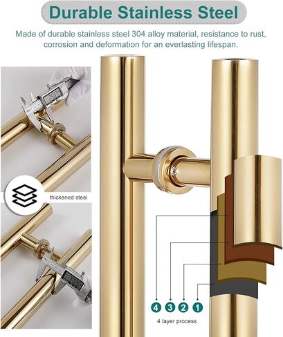 مقابض سحب الأبواب الحديثة لأبواب الحظيرة المنزلقة والأبواب الزجاجية سهلة التركيب وتصميم داخلي/خارجي على شكل حرف H من الدرجة التجارية in Kuwait