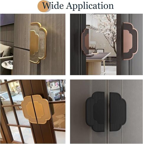Black Aluminum Sliding Door Handle - Double Sided Patio Flower Shape Push Pull Handle for Home & Commercial Use - 400mm (15.75") in Saudi Arabia
