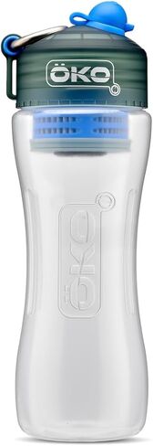 ÖKO - Advanced Water Bottle with Filter Derived from NASA Technology, Filtered Water Bottle for Travel/Outdoors & Home, Water Filter Bottle for Harmful Contaminants (650 ML, Moss) in Kuwait