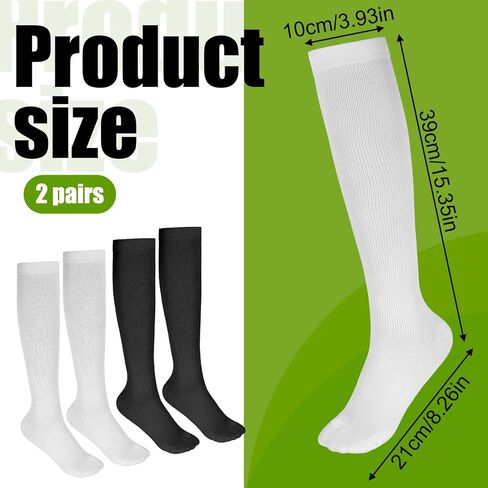 InnoHHustle 2 Pairs Soccer Softball Baseball Football Socks, Breathable Sports Training Socks Multi-sport Compression Sock Knee High Team Sport for Youth Boys Girls (Black, White) in Saudi Arabia