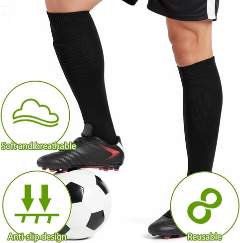 InnoHHustle 2 Pairs Soccer Softball Baseball Football Socks, Breathable Sports Training Socks Multi-sport Compression Sock Knee High Team Sport for Youth Boys Girls (Black, White) in Saudi Arabia