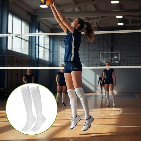 InnoHHustle 2 Pairs Soccer Softball Baseball Football Socks, Breathable Sports Training Socks Multi-sport Compression Sock Knee High Team Sport for Youth Boys Girls (Black, White) in Saudi Arabia