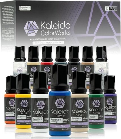 Gaahleri Kaleido Metal 12-Color Set – Water-Based Acrylic, Metallic Airbrush Paint Kit for Car Models, Gundam,Gunpla,Mecha,Pre-Thinned, High Gloss, Fast-Drying, with Thinner & Cleaner in Saudi Arabia