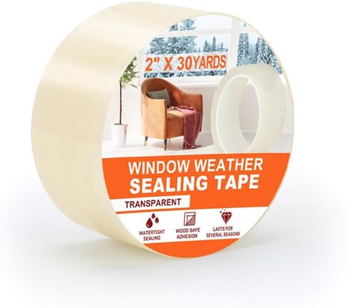 MRPAPA 2 Inch x 90 FT Window Sealing Tape,Airtight Insulation Tape that Blocks Drafts Residue-Free Clear Weather Stripping Windproof for Window/Door/Car (1) in Saudi Arabia