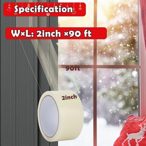 MRPAPA 2 Inch x 90 FT Window Sealing Tape,Airtight Insulation Tape that Blocks Drafts Residue-Free Clear Weather Stripping Windproof for Window/Door/Car (1) in Saudi Arabia