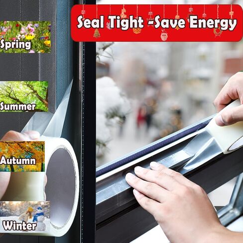 MRPAPA 2 Inch x 90 FT Window Sealing Tape,Airtight Insulation Tape that Blocks Drafts Residue-Free Clear Weather Stripping Windproof for Window/Door/Car (1) in Saudi Arabia