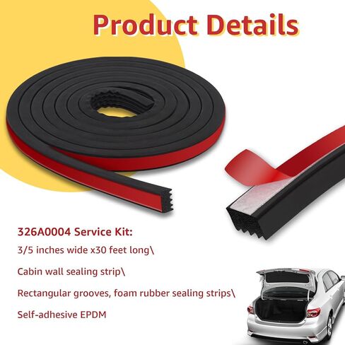 326A0004 Service Kit 30FT Extra Long Ribbed Bulkhead Seal, 3/5" x 360" Self Adhesive EPDM Foam Rubber Weather Stripping Tape for Tonneau Cover, Truck Bed, RV, Boat, Marine, Garage Door, Auto Tailgate in Saudi Arabia