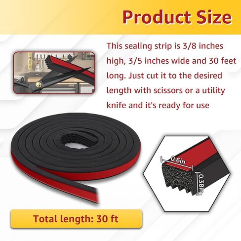 326A0004 Service Kit 30FT Extra Long Ribbed Bulkhead Seal, 3/5" x 360" Self Adhesive EPDM Foam Rubber Weather Stripping Tape for Tonneau Cover, Truck Bed, RV, Boat, Marine, Garage Door, Auto Tailgate in Saudi Arabia