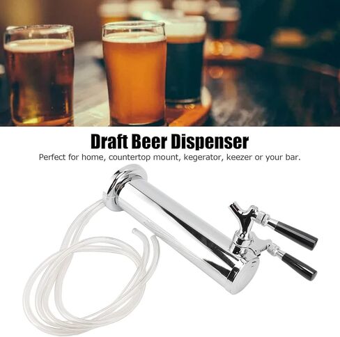 Commercial Grade Dual Tap Beer Tower Stainless Steel Kegerator with Two Faucets for Home Bar Draft Beer Dispenser in Kuwait