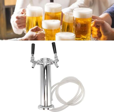 Commercial Grade Dual Tap Beer Tower Stainless Steel Kegerator with Two Faucets for Home Bar Draft Beer Dispenser in Kuwait