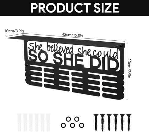 عرض شماعة ميدالية مع رف الكأس، حامل ميدالية السباق المعدني مع كلمات تحفيزية - لقد اعتقدت أنها تستطيع ذلك، عرض شريطي لعداءات السباق الرياضي، سهل التركيب in Kuwait