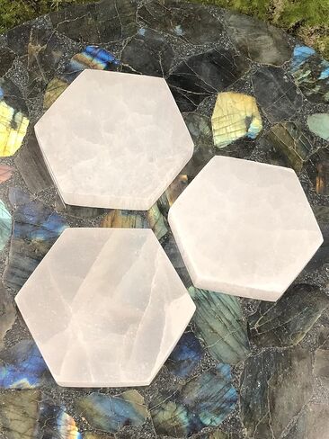 Hexagon Selenite Charging Plate Set of 3, Gorgeous Selenite Charging Tiles in Saudi Arabia