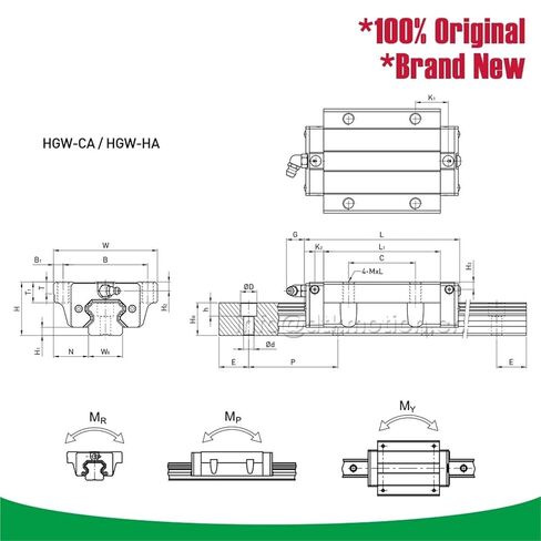 Genuine Slider Block HGH15CA HGH20CA HGH25CA HGH30CA HGW15CC HGW20CC HGW25CC HGW30CC Truck Linear Guideways Carriage((HIWIN) HGH30CA x 1) in Saudi Arabia