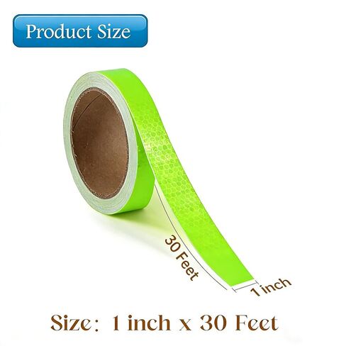 شريط أمان عاكس عالي الوضوح، شريط فلورسنت، 1 بوصة × 30 قدم، أخضر فلورسنت in Kuwait