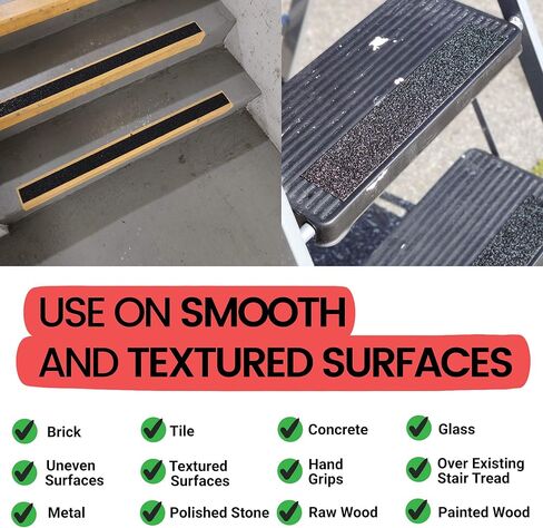 شريط جر آمن مضاد للانزلاق شديد التحمل باللون الأسود | 4 بوصة × 12 قدم | الاستخدام التجاري الصناعي الداخلي والخارجي | مقاوم للماء، مقاوم للزيت، متين in Kuwait