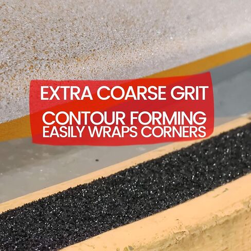 شريط جر آمن مضاد للانزلاق شديد التحمل باللون الأسود | 4 بوصة × 12 قدم | الاستخدام التجاري الصناعي الداخلي والخارجي | مقاوم للماء، مقاوم للزيت، متين in Kuwait