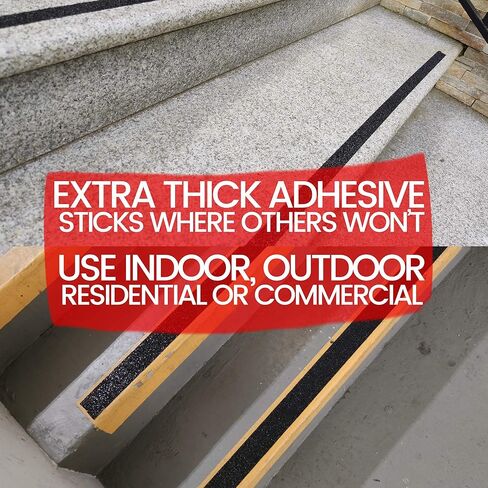 شريط جر آمن مضاد للانزلاق شديد التحمل باللون الأسود | 4 بوصة × 12 قدم | الاستخدام التجاري الصناعي الداخلي والخارجي | مقاوم للماء، مقاوم للزيت، متين in Kuwait