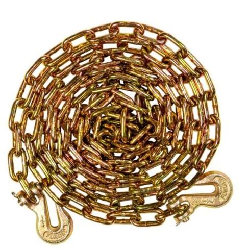 BulletProof Hitches - 1/4" x 12' Transport Chains - 1/4 Inch Chain Rated to 12,600 lbs with a Working Load Limit of 3,150 lbs - Grade 70, DOT Compliant - Gold Chromate, Corrosion Resistant in Saudi Arabia