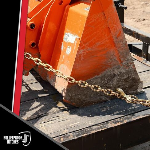 BulletProof Hitches - 1/4" x 12' Transport Chains - 1/4 Inch Chain Rated to 12,600 lbs with a Working Load Limit of 3,150 lbs - Grade 70, DOT Compliant - Gold Chromate, Corrosion Resistant in Saudi Arabia