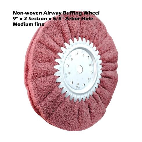 9 Inch x 2 Section Satin Non Woven Abrasive Airway Buffing Wheel for Angle Grinder, 5/8 Inch Arbor Hole, Medium Fine, 1PC in Saudi Arabia