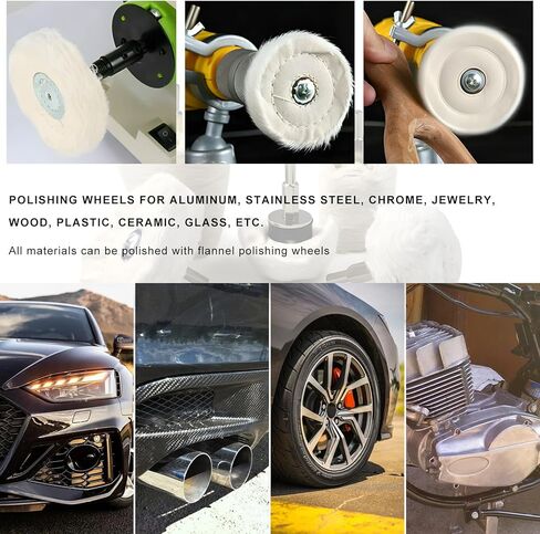 10PCS Buffing Wheel Kit for Drill, Cotton Polishing Pads with 1/4" Hex Shafts, Wheel Shaped Polishing Tool Buffing Pad for Aluminum Stainless Steel Chrome, Car Accessories in Saudi Arabia