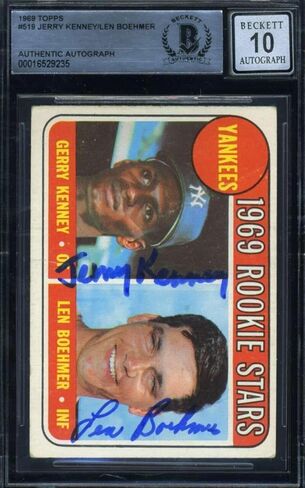 Jerry Kenney Len Boehmer Gem Mint 10 Beckett BAS Signed 1969 Topps Rookie Stars - Baseball Slabbed Autographed Cards in Saudi Arabia