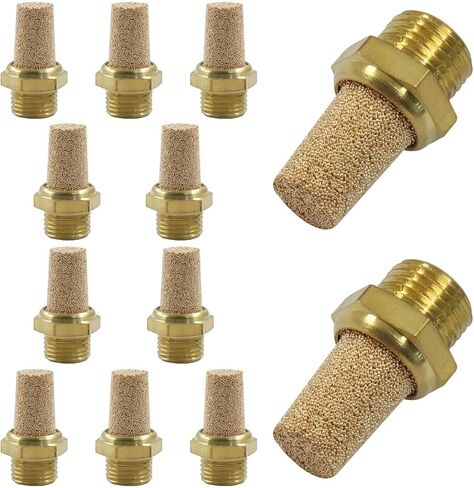 12 قطعة كاتم صوت هوائي، كاتم صوت عادم نحاسي G1/8، فلتر خيط ذكر، خط هواء متكلس مناسب للأنظمة الهوائية/الفنيين in Kuwait