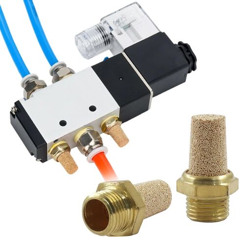 12 قطعة كاتم صوت هوائي، كاتم صوت عادم نحاسي G1/8، فلتر خيط ذكر، خط هواء متكلس مناسب للأنظمة الهوائية/الفنيين in Kuwait