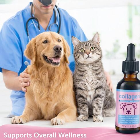 Liquid Collagen for Dogs & Cats – Grass-Fed Collagen Peptides with Biotin, Vitamin C & Hyaluronic Acid, Supports Skin & Coat Health in Saudi Arabia