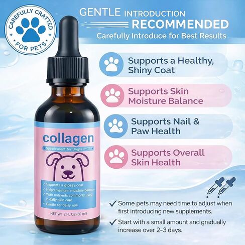 Liquid Collagen for Dogs & Cats – Grass-Fed Collagen Peptides with Biotin, Vitamin C & Hyaluronic Acid, Supports Skin & Coat Health in Saudi Arabia