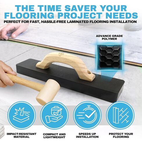 حزمة تركيب الأرضيات الكاملة الجديدة لعام 2026 - كتلة التنصت الاحترافية + أداة قالب مداس الدرج للصفائح، وLVP ولوح الفينيل - مجموعة شديدة التحمل مع رقصة قياس قابلة للتعديل مقاس 8 - 46 بوصة in Kuwait